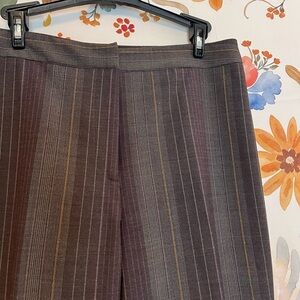 Etcetera Womens 6 Pants Brown Purple Orange Stripe Pleated Straight Grandpacore